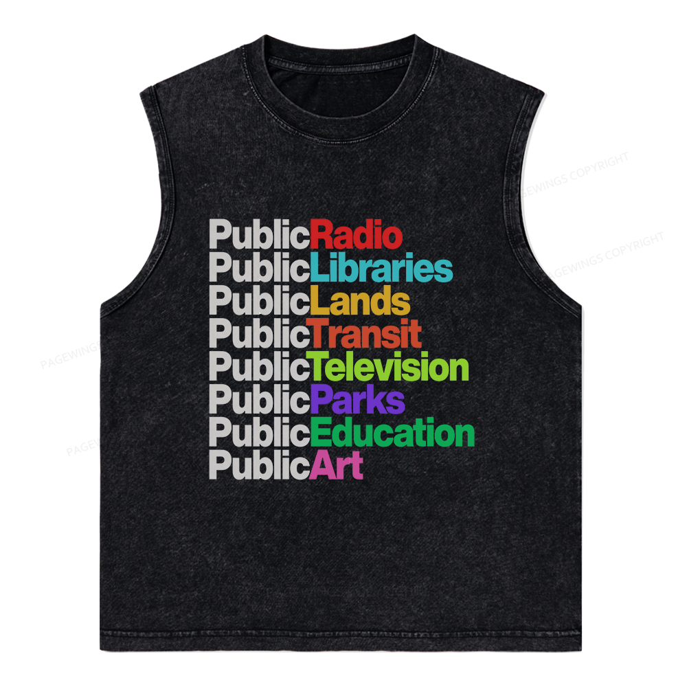 Pagewings Public Libraries Unisex Washed Tank Top