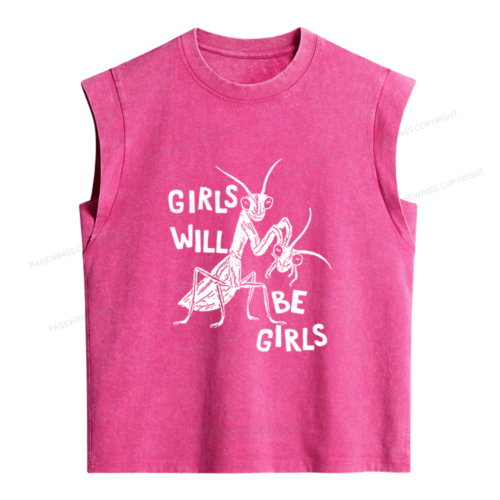 Pagewings Girls Will Be Girls Women's Washed Tank Top
