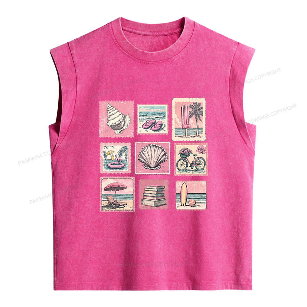 Pagewings Beach Summer Women's Washed Tank Top