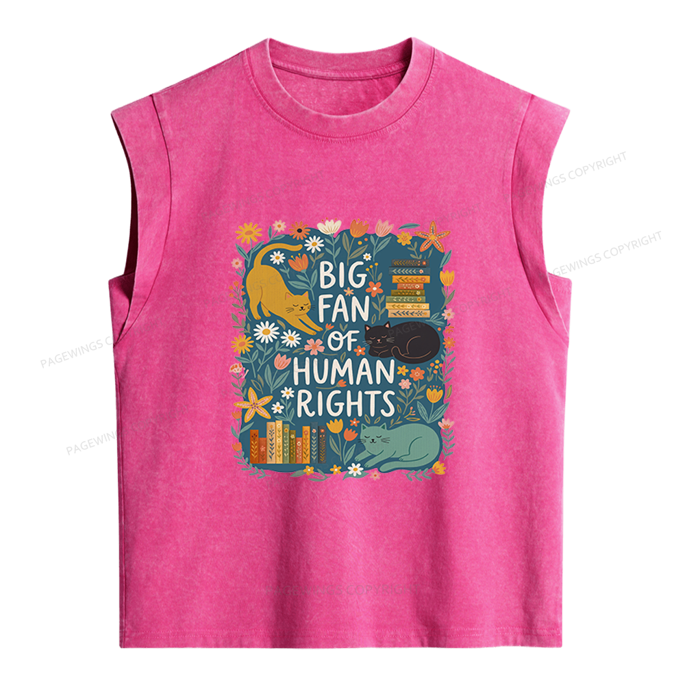 Pagewings Big Fan Of Human Rights Women's Washed Tank Top