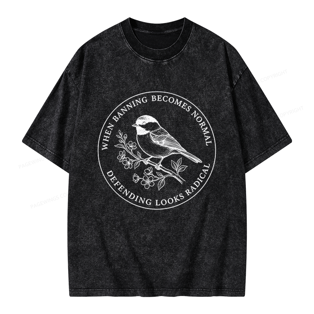 Pagewings Banned Books Unisex Washed T-shirt