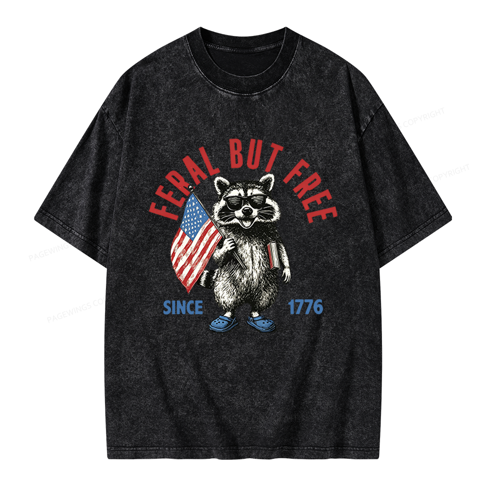 Pagewings Feral But Free Unisex Washed T-shirt