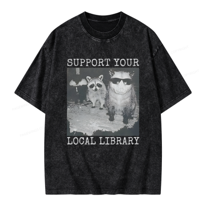 Pagewings Support Your Local Library Unisex Washed T-shirt