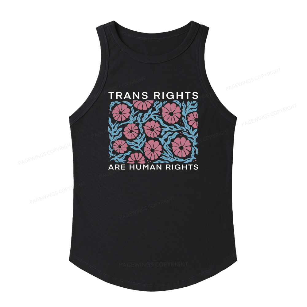 Pagewings Slim Fit Trans Rights Are Human Rights Women's Fitted Tank Top 