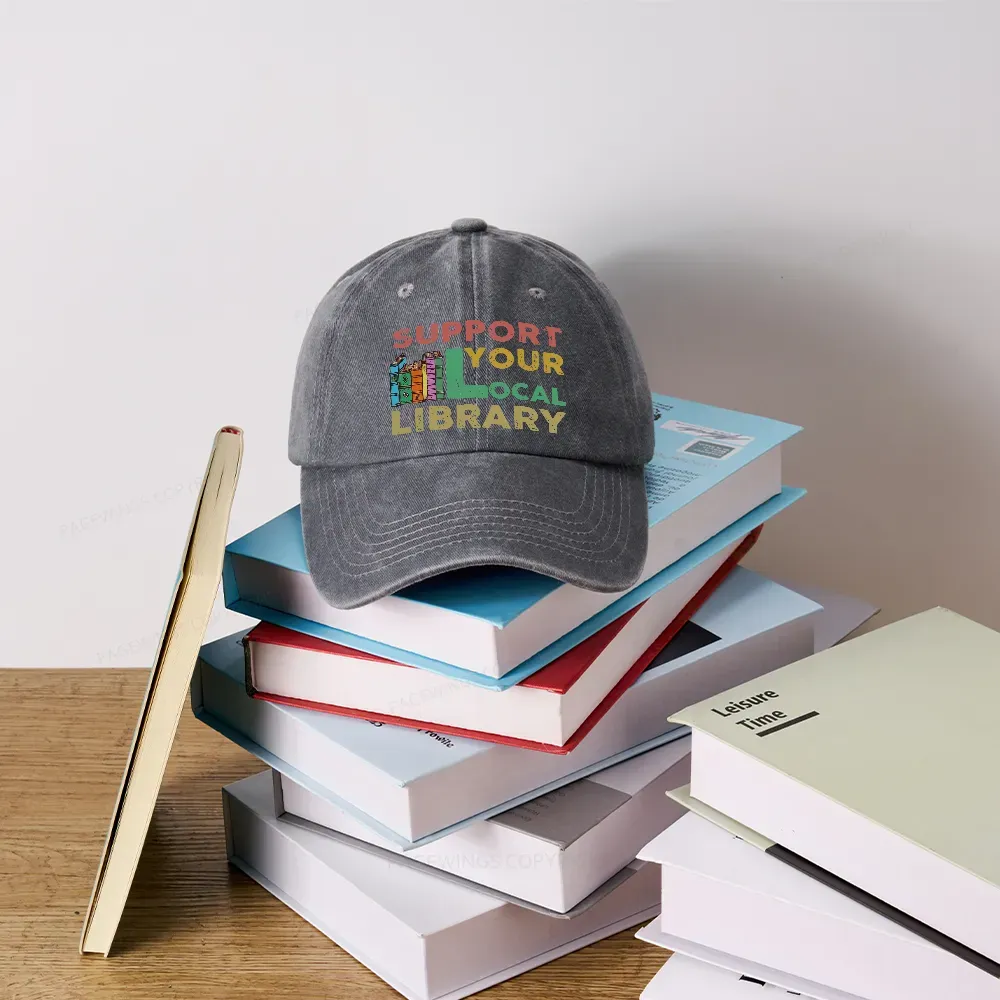 Pagewings Support Your Local Library Washed Cap