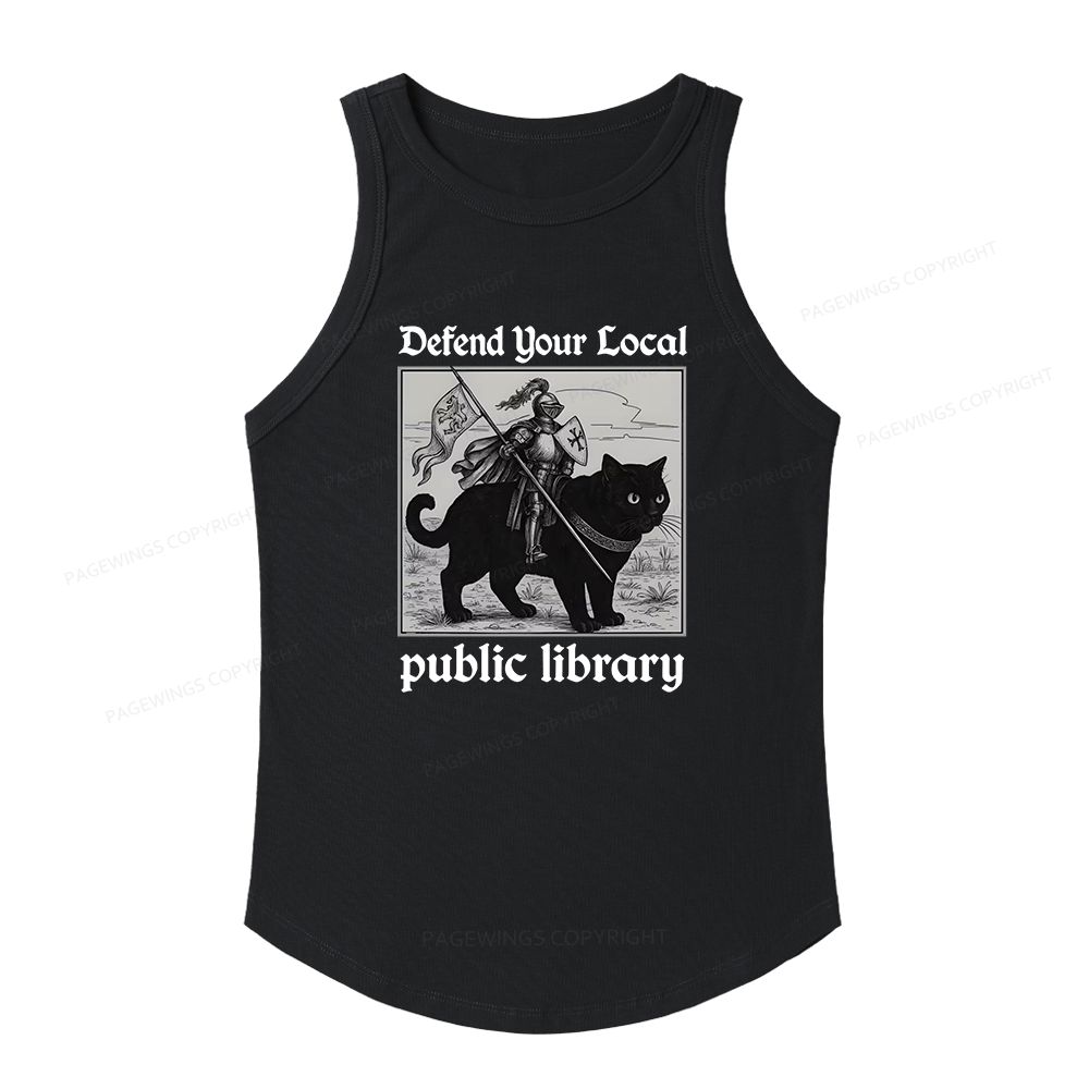 Pagewings Slim Fit Defend Your Local public library Women's Fitted Tank Top 