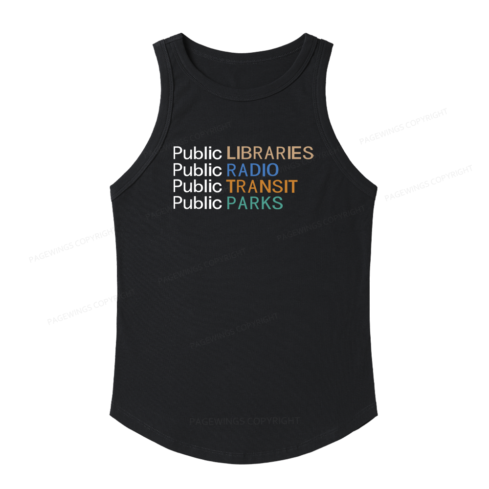 Pagewings Slim Public Libraries Radio Transit Parks Women's Fitted Tank Top