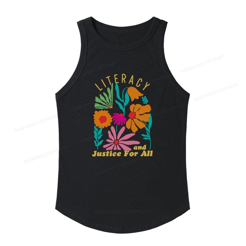 Pagewings Slim Fit Literacy and Justice for All Women's Fitted Tank Top