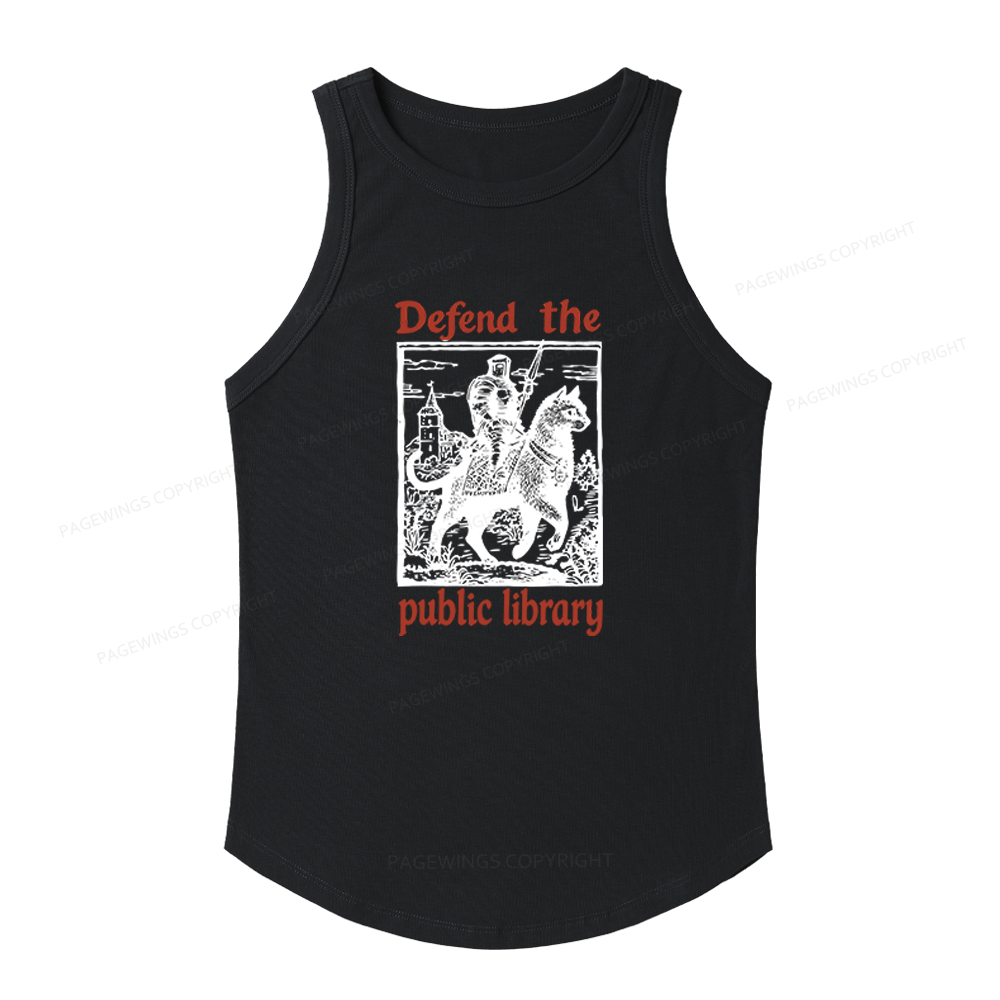Pagewings Slim Fit Defend the Public Library Women's Fitted Tank Top