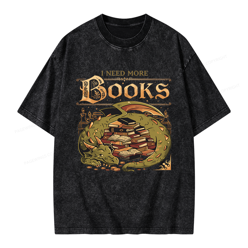 Pagewings I Need More Books Unisex Washed T-shirt