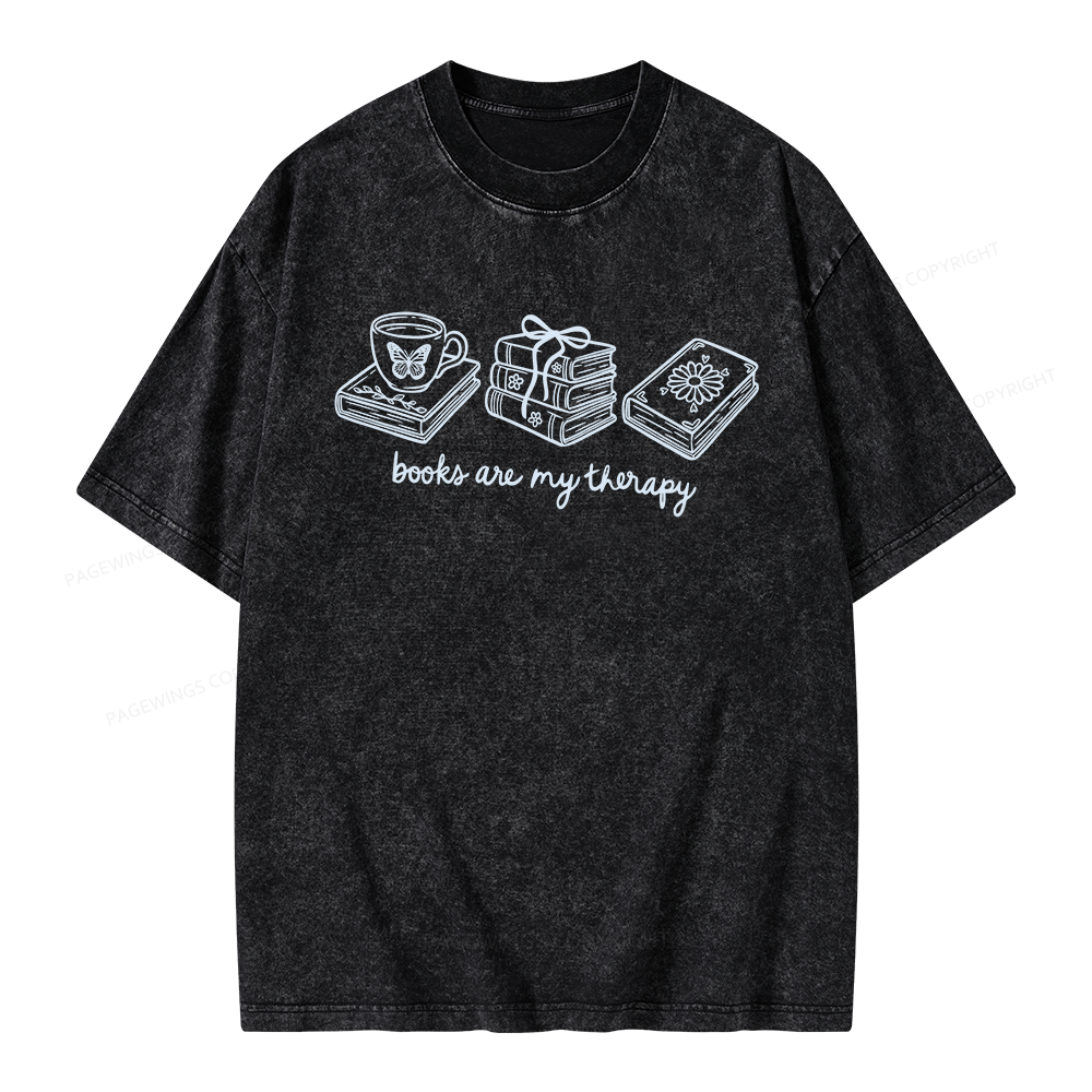 Pagewings Books Are My Therapy Unisex Washed T-shirt