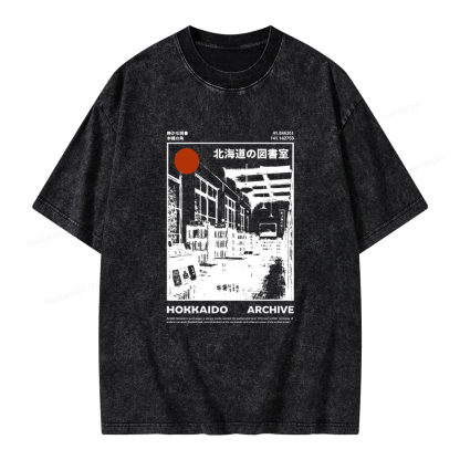 Pagewings Japanese Library Unisex Washed T-shirt