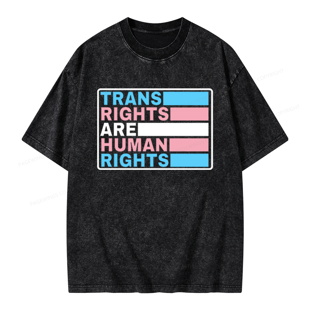 Pagewings Trans Rights Are Human Rights Unisex Washed T-shirt
