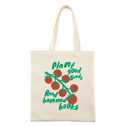 Pagewings Plant Good Seeds Read Banned Books Tote Bag