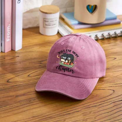 Pagewings Just One More Chapter Adorable Cat Washed Cap