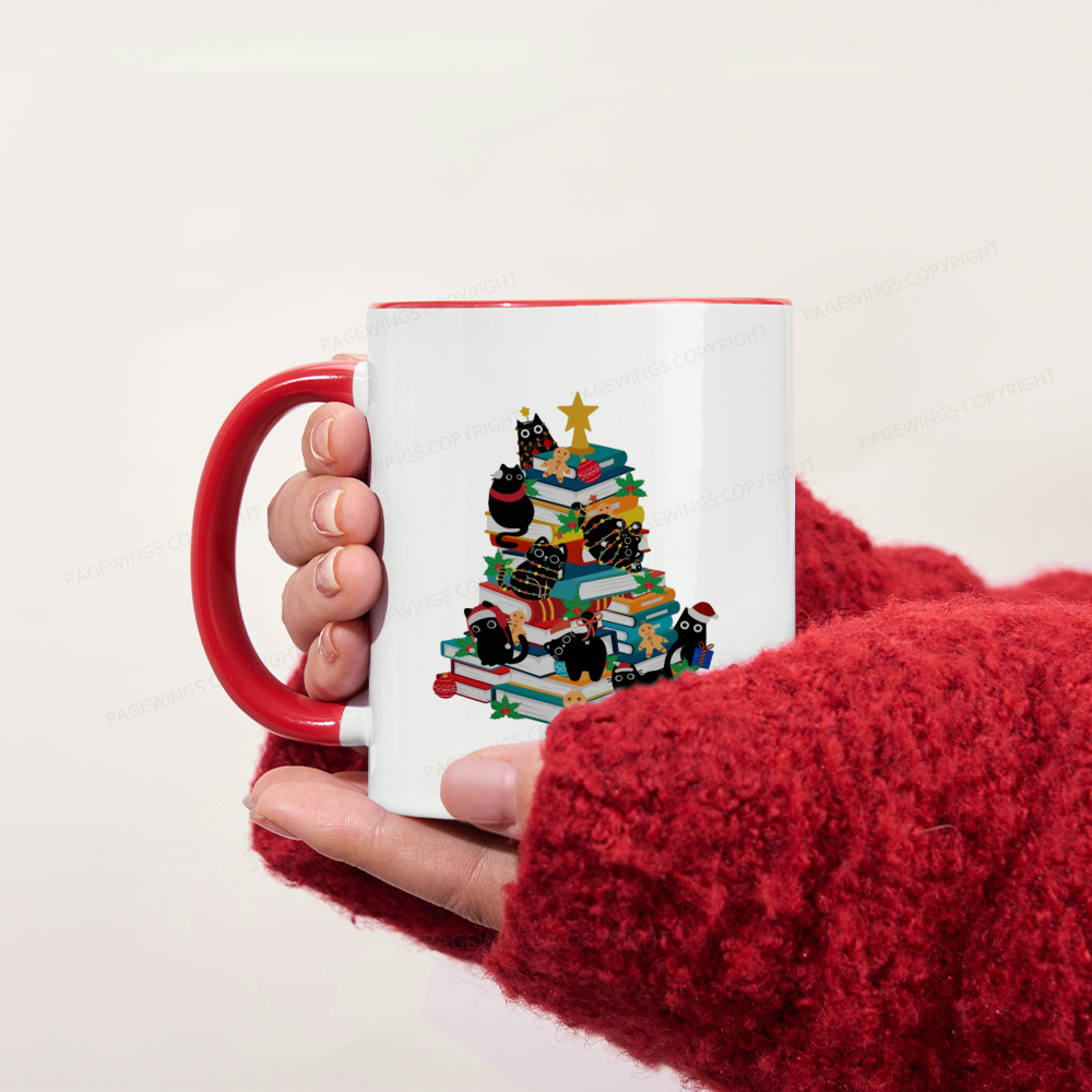 Pagewings Cute Cats Books Christmas Tree Mug