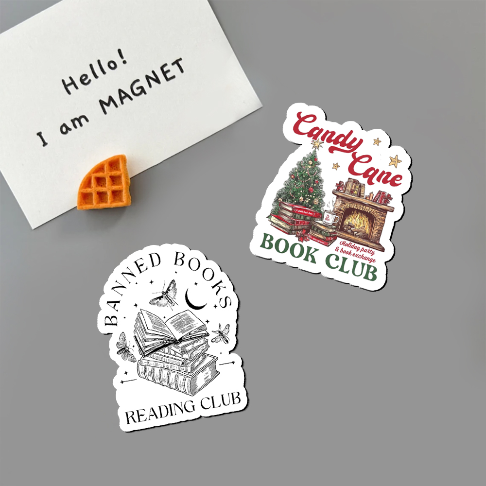 Pagewings Candy Cane Christmas Book Club Fridge Magnet