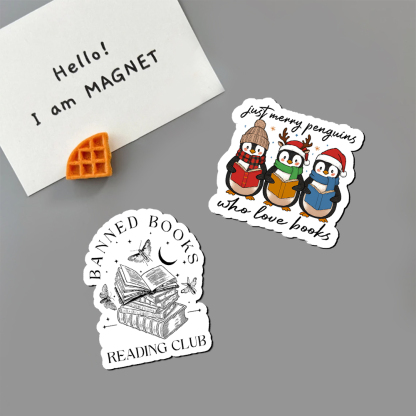 Pagewings Just Merry Penguins Who Love Books Fridge Magnet