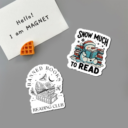 Pagewings Snow Much To Read Fridge Magnet