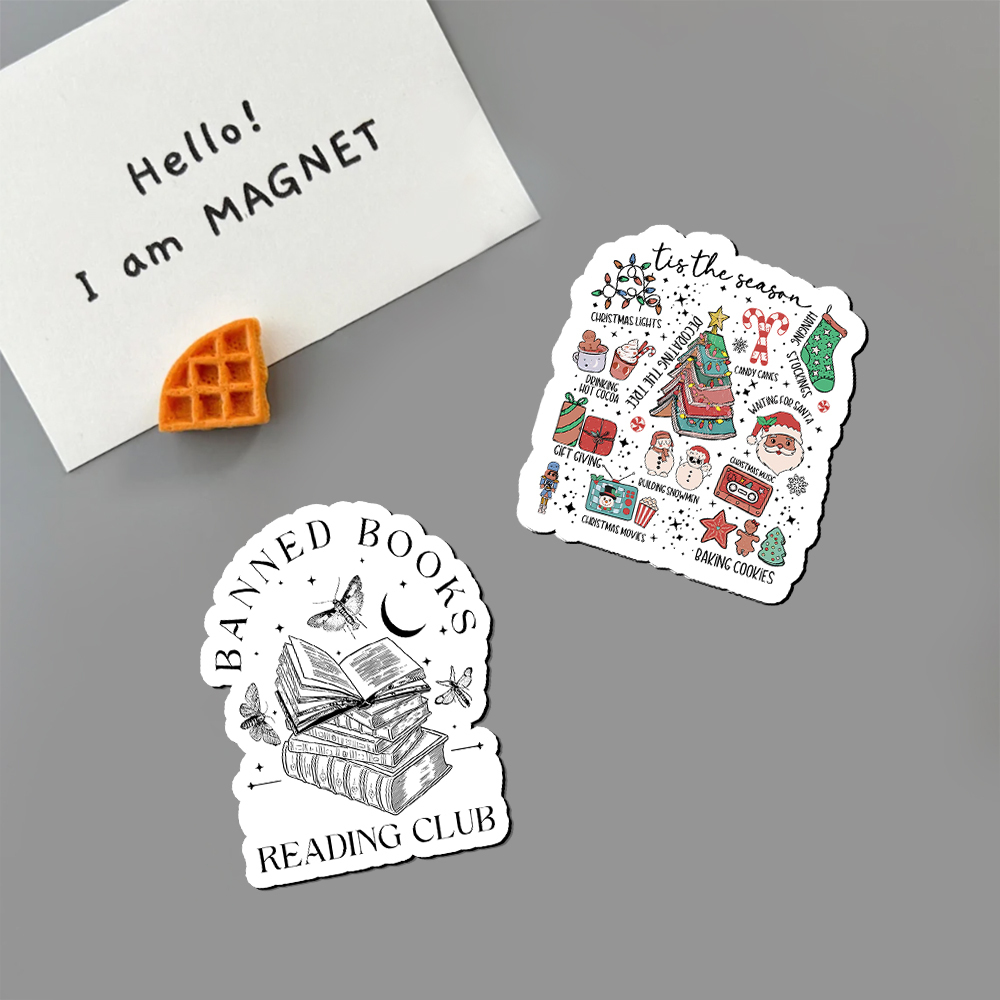 Pagewings Book Lover Retro Christmas Fridge Magnet