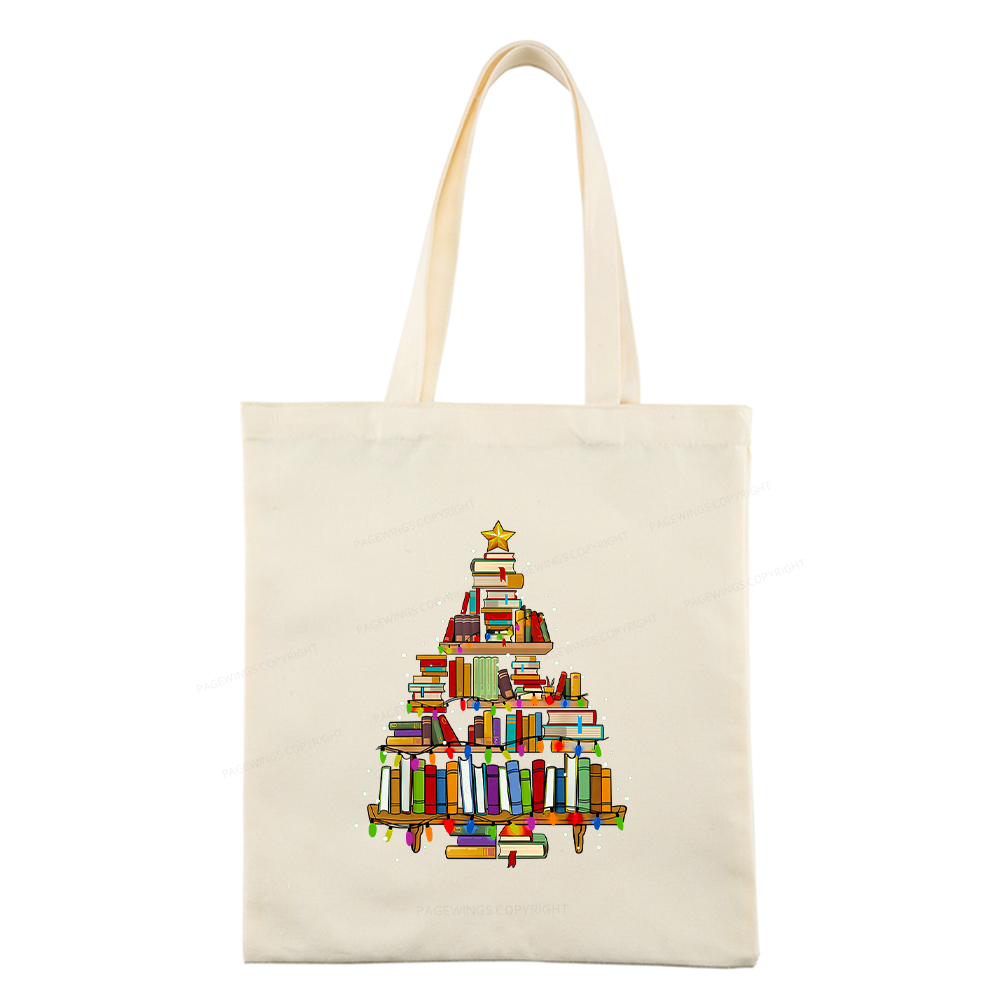 Pagewings Christmas Books Tree Tote Bag