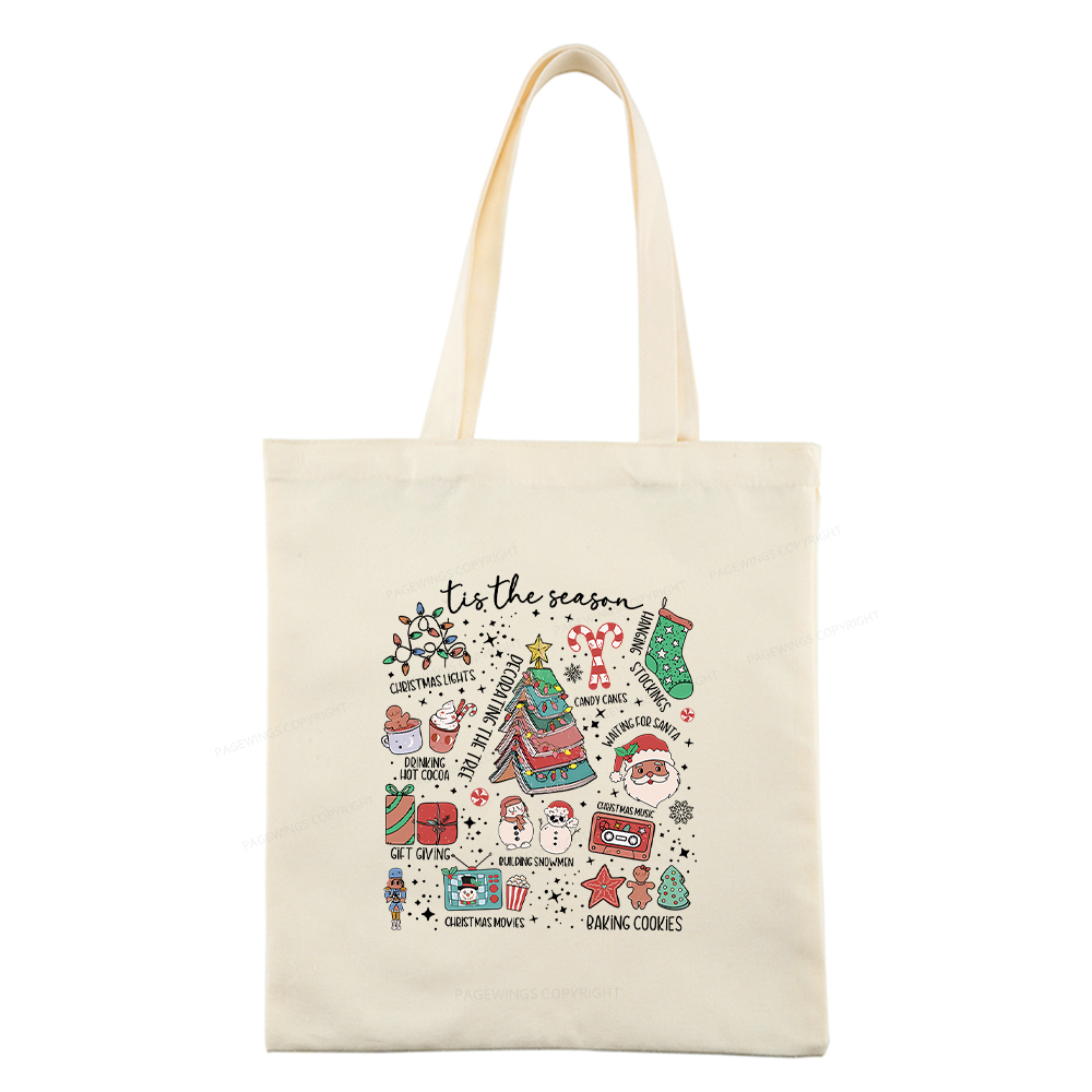 Pagewings Book Lover Retro Christmas Tote Bag
