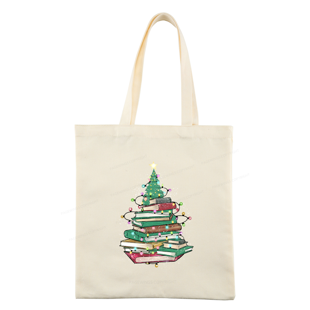 Pagewings Christmas Book Tree Tote Bag