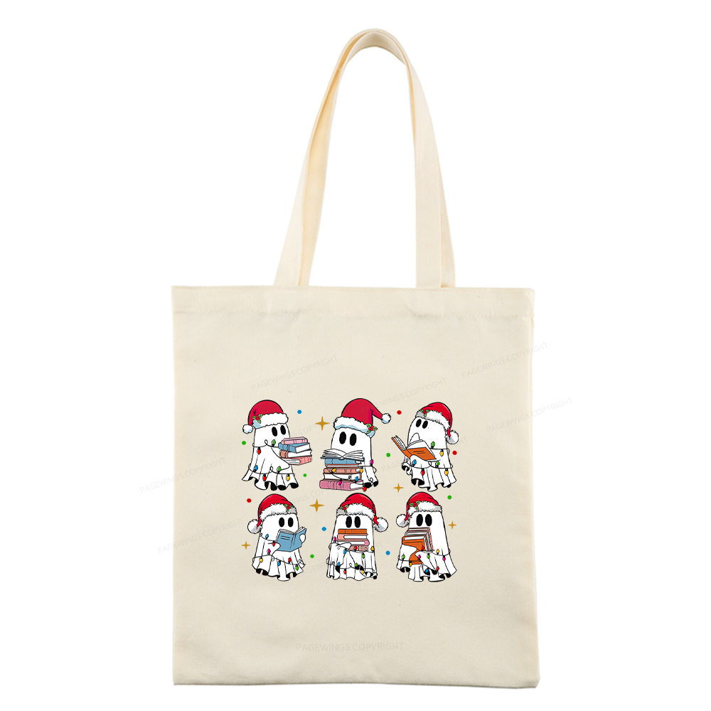 Pagewings Christmas Book Ghost Tote Bag