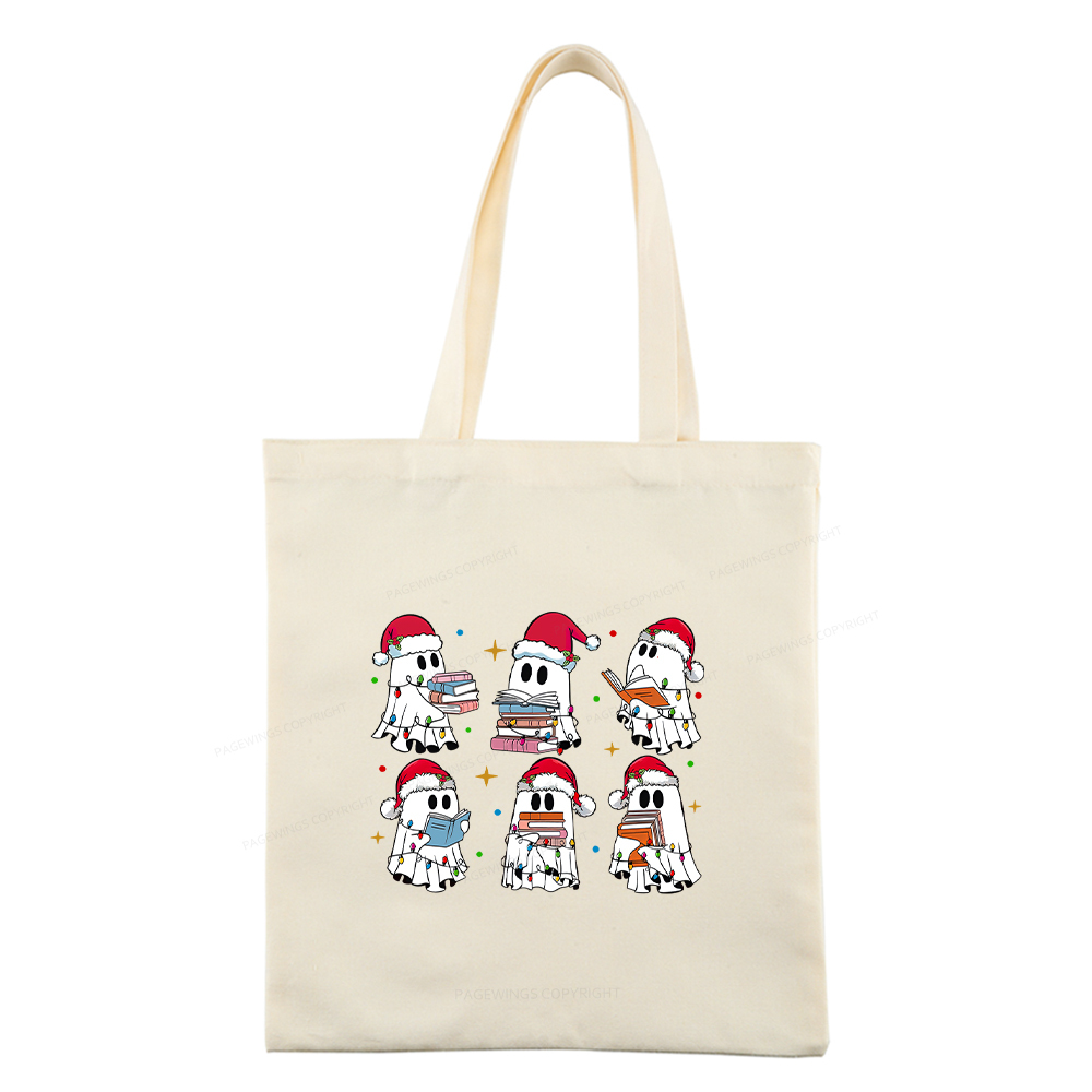 Pagewings Christmas Book Ghost Tote Bag