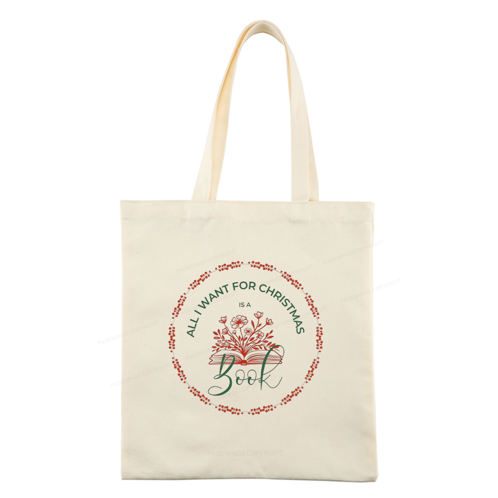 Pagewings Book Lover Christmas Tote Bag
