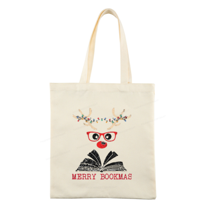 Pagewings Christmas Reindeer Reading Tote Bag