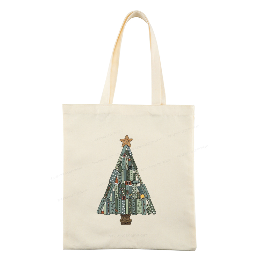 Pagewings Christmas Book Tree Tote Bag