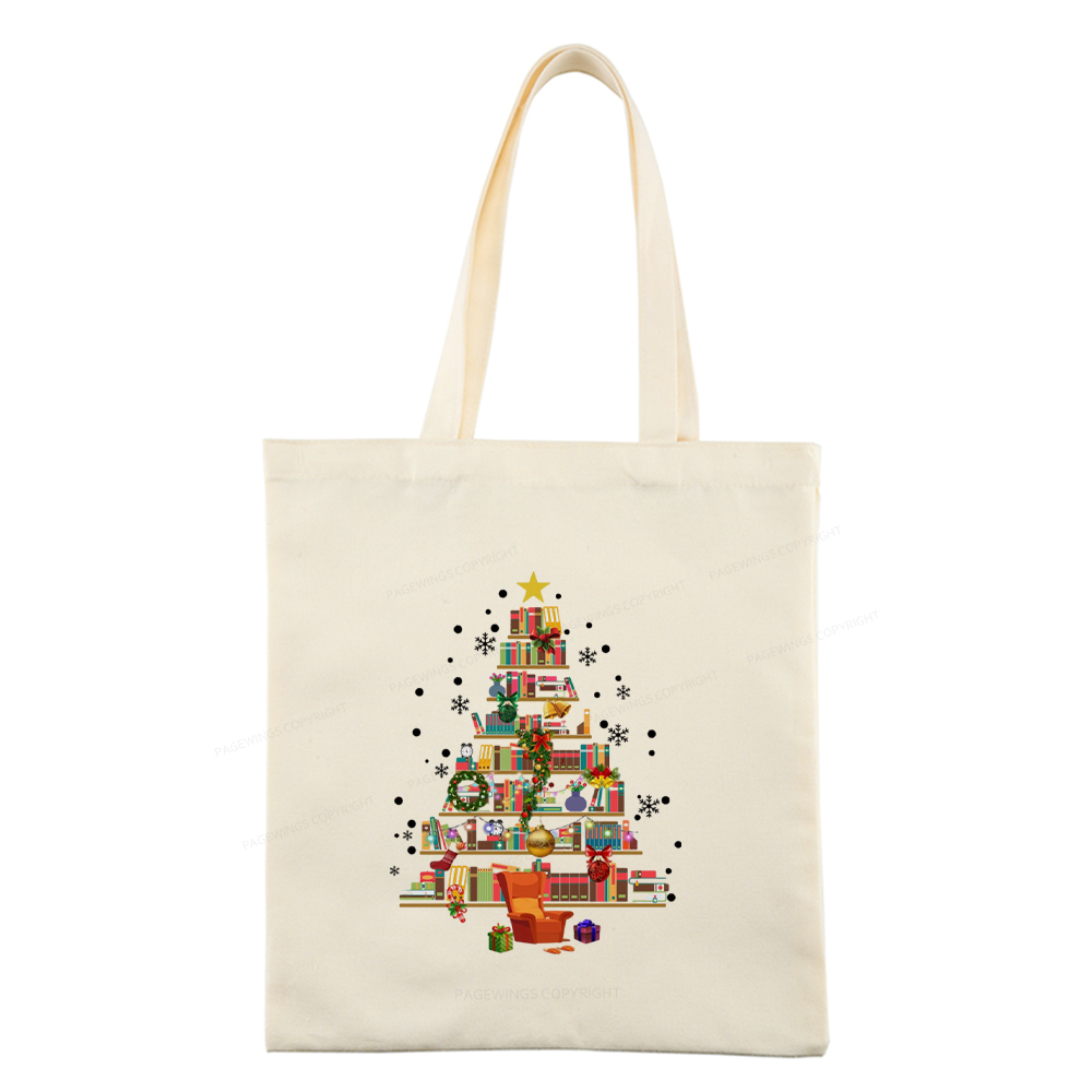 Pagewings Christmas Tree Made Of Books Tote Bag
