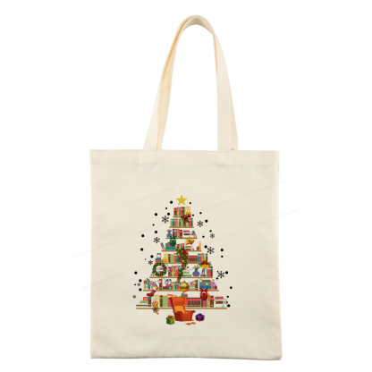 Pagewings Christmas Tree Made Of Books Tote Bag