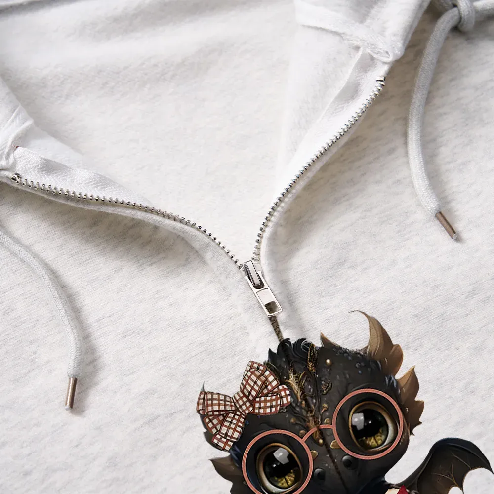 Pagewings Cute Dragon Read Books Be Kind Stay Weird Unisex Fleece Zip Up Hoodie