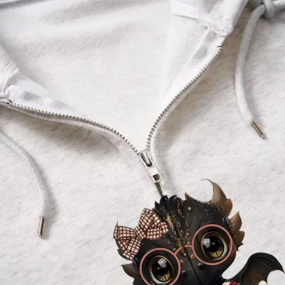 Pagewings Cute Dragon Read Books Be Kind Stay Weird Unisex Fleece Zip Up Hoodie