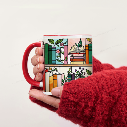 Pagewings Floral Bookshelf Mug