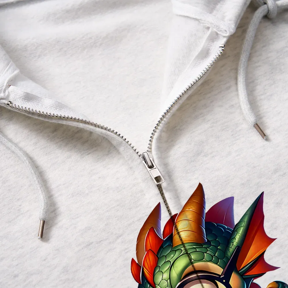 Pagewings Dragon And Books Unisex Fleece Zip Up Hoodie