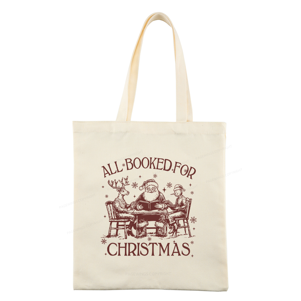 Pagewings Retro All Booked For Christmas Tote Bag