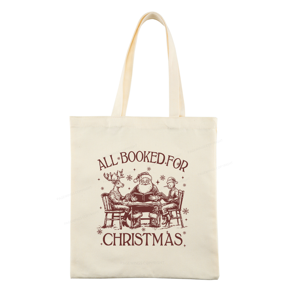 Pagewings Retro All Booked For Christmas Tote Bag