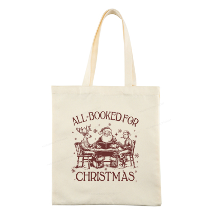 Pagewings Retro All Booked For Christmas Tote Bag