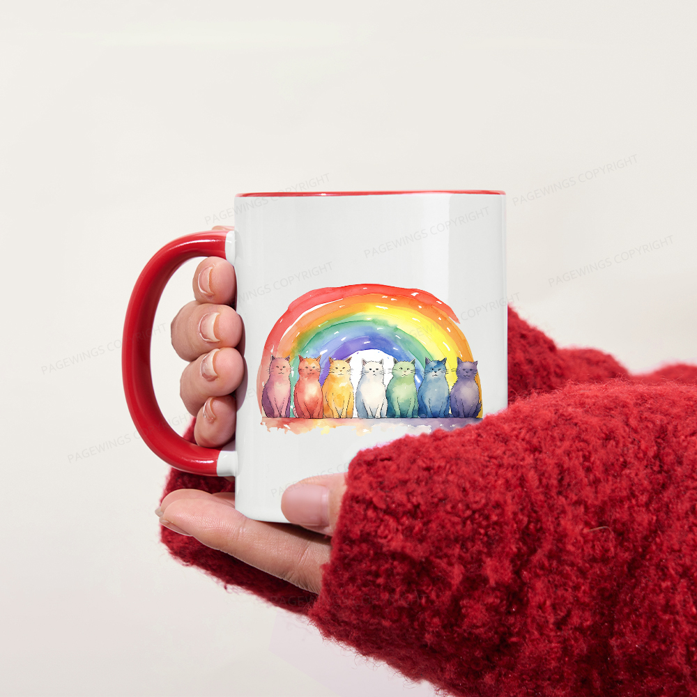 Pagewings Pride Rainbow Cat Mug