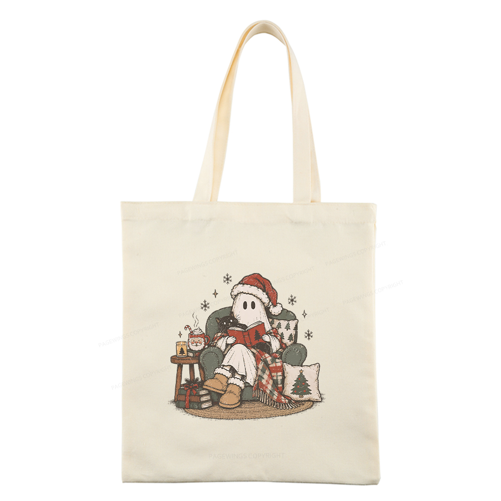 Pagewings Christmas Ghost Reading Tote Bag