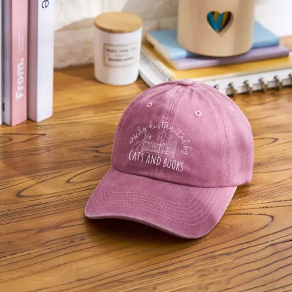 Pagewing Cute Cats And Books Washed Cap