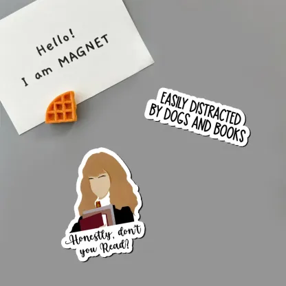 Pagewings Easily Distracted By Dogs And Books Fridge Magnet