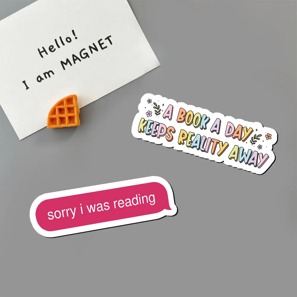 Pagewings A Book A Day Keeps Reality Away  Fridge Magnet