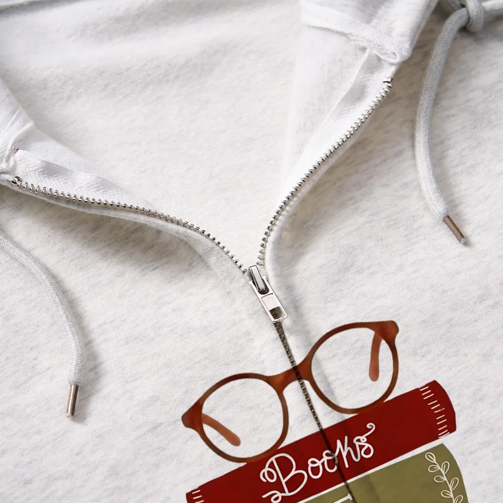 Pagewings Books are My Happy Place Unisex Fleece Zip Up Hoodie