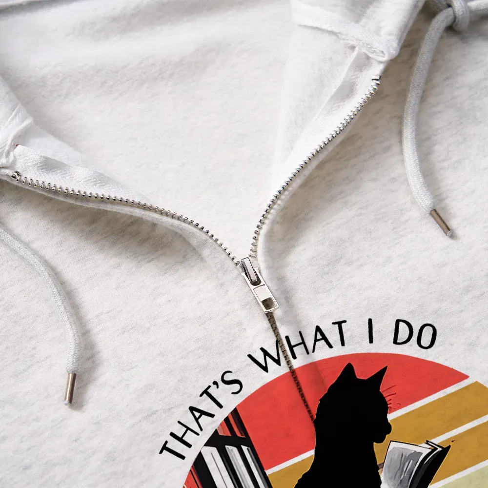 Pagewings Cat And Book Unisex  Fleece Zip Up Hoodie