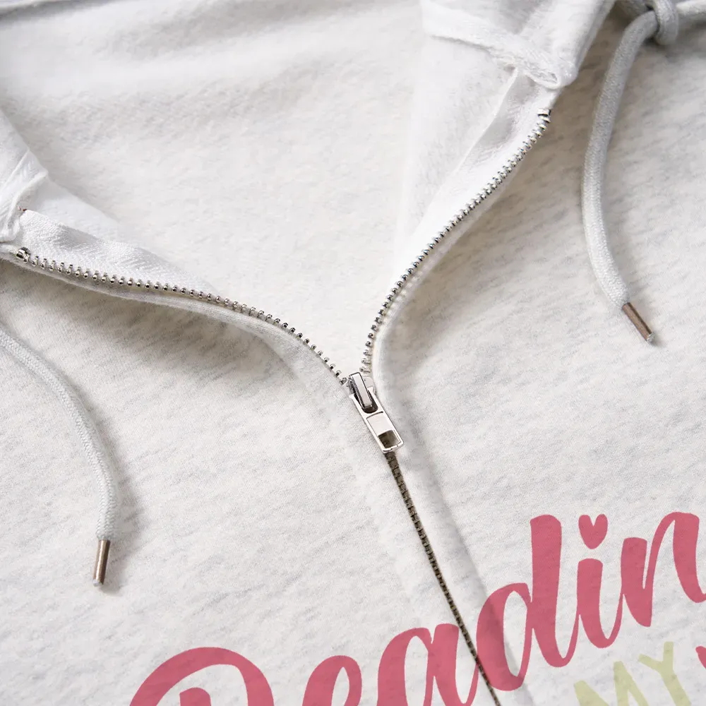 Pagewings Reading is My Jam Unisex Fleece Zip Up Hoodie