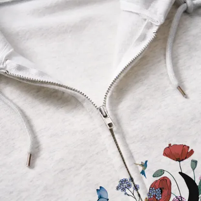 Pagewings Cute Book Cat Unisex Fleece Zip Up Hoodie